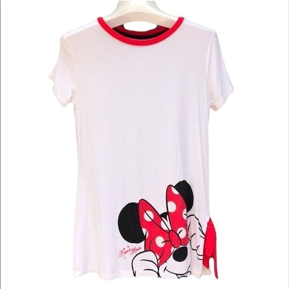 Disney Tops - DISNEY Parks White Red Minnie Mouse Side Tie Tee Shirt Size XS